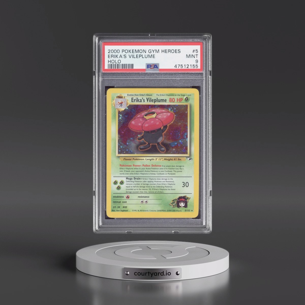 2000 Pokémon Gym Heroes #5 Erika's Vileplume - Holo (PSA 9 MINT)