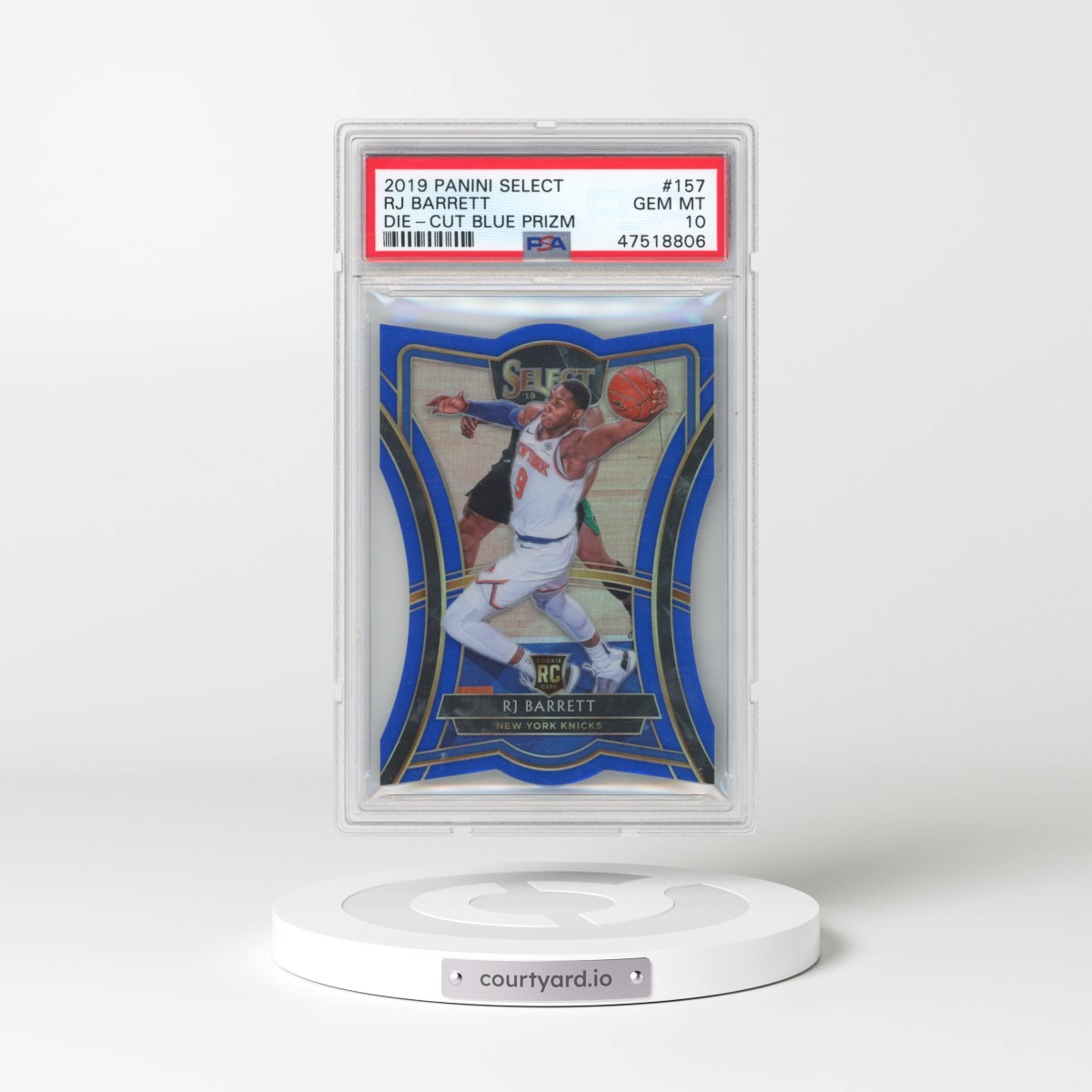 2019 Panini Select #157 RJ Barrett - Die-Cut Blue Prizm (PSA 10 GEM MINT)