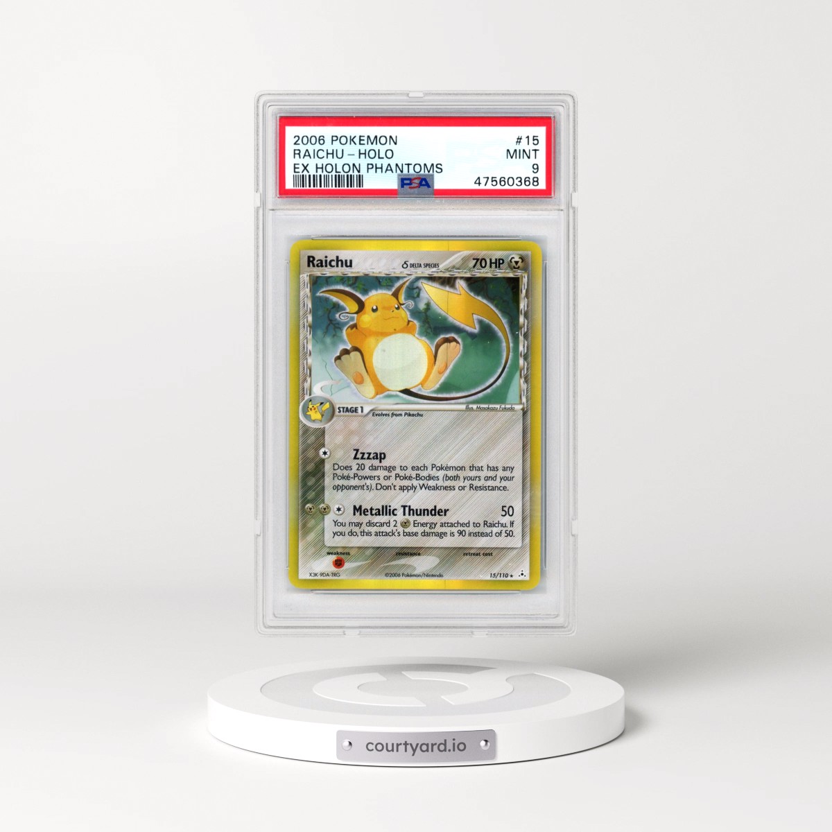 2006 Pokémon EX Holon Phantoms #15 Raichu - Holo (PSA 9 MINT)