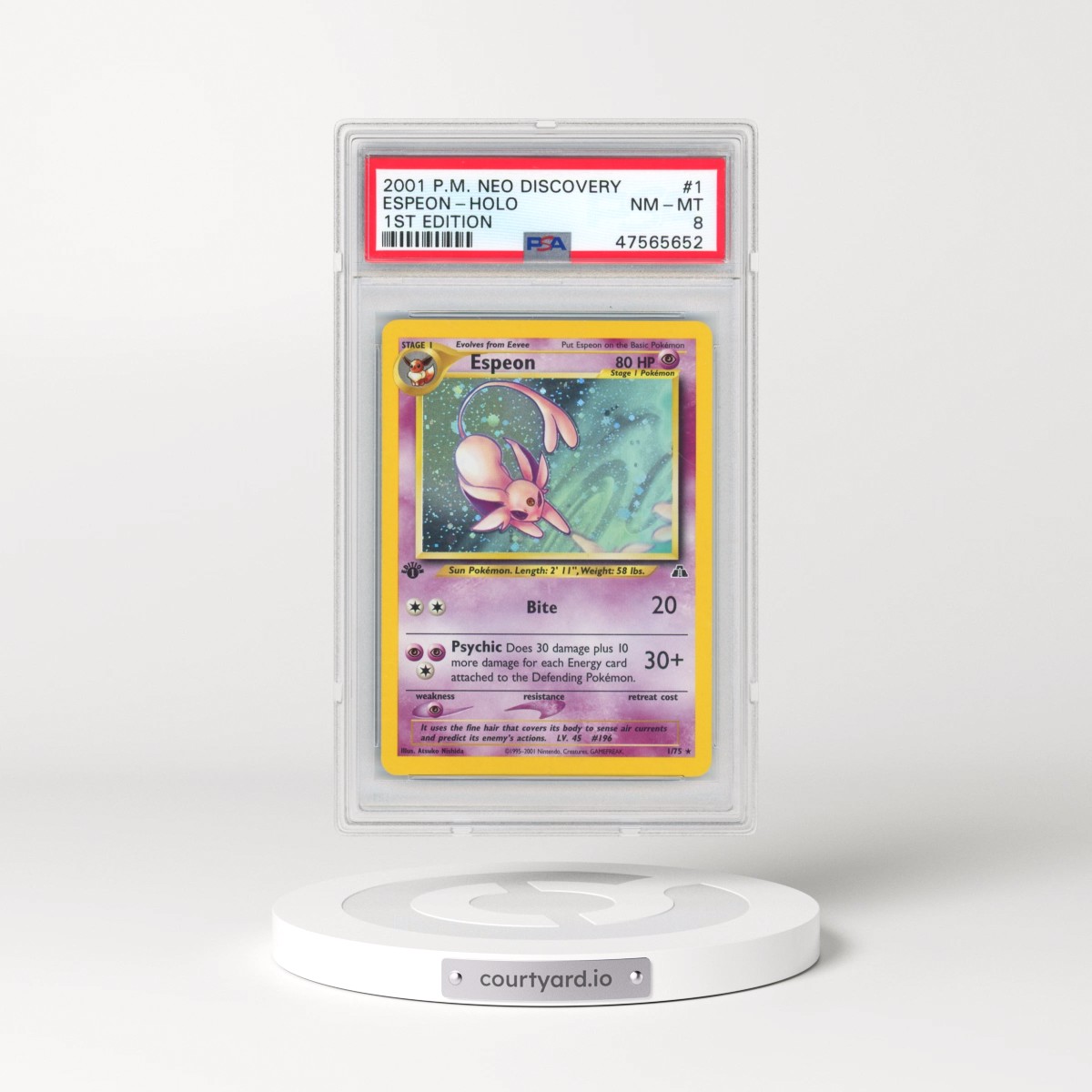 2001 Pokémon Neo Discovery #1 Espeon - 1st Edition Holo (PSA 8 NM-MT)