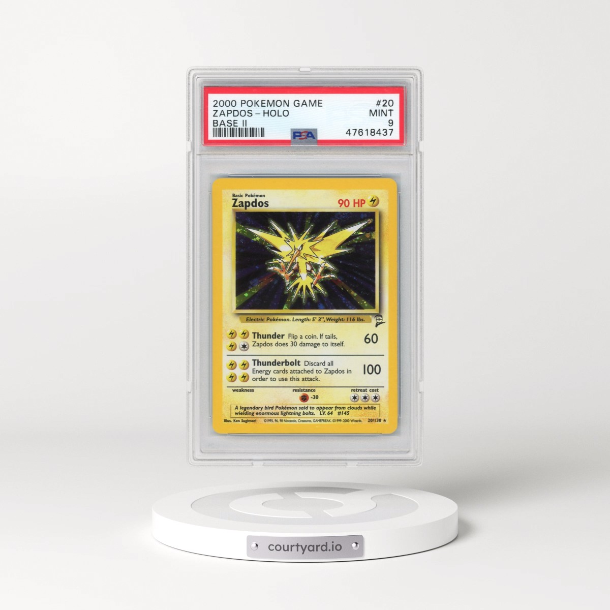 2000 Pokémon Game Base II #20 Zapdos - Holo (PSA 9 MINT)