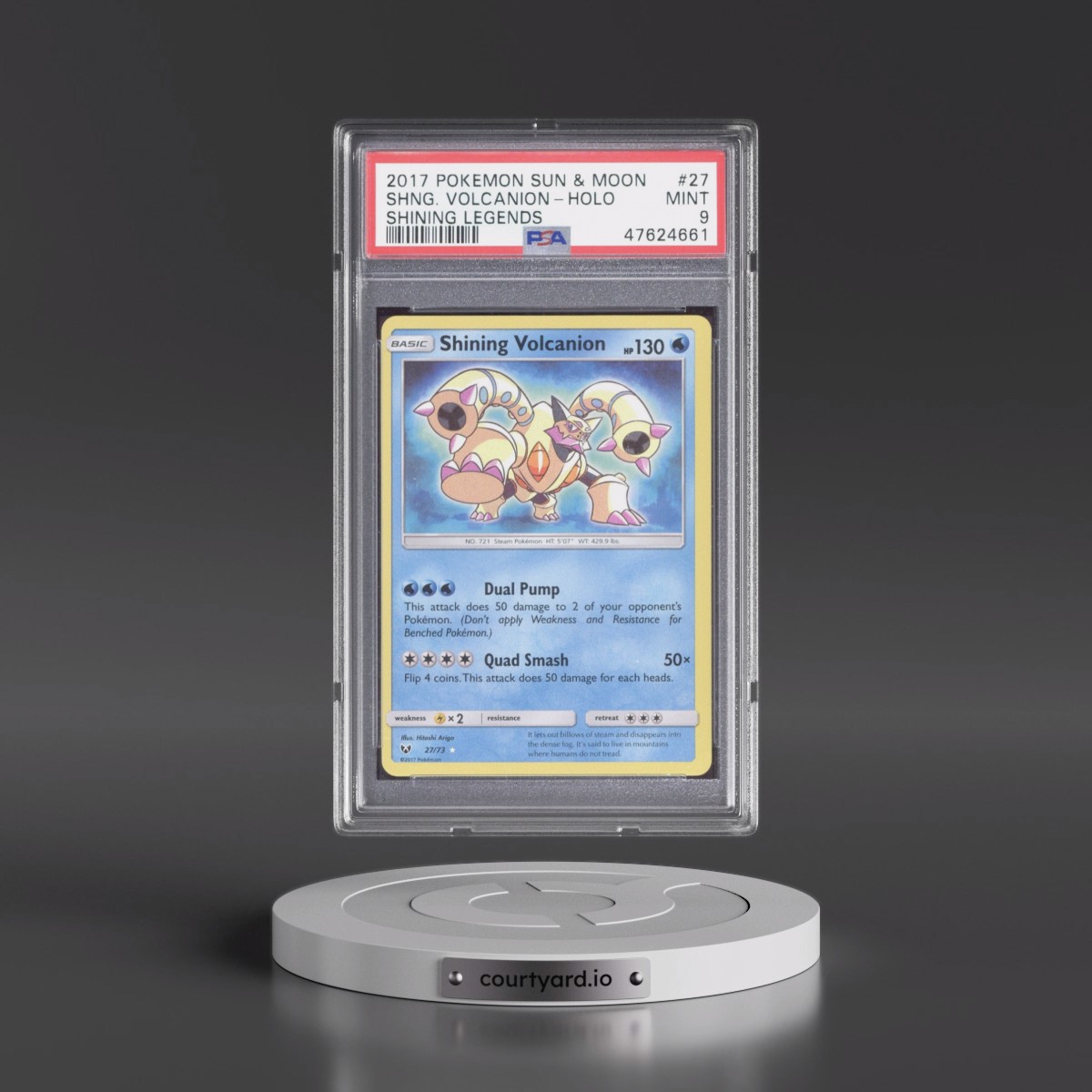 2017 Pokémon Sun & Moon Shining Legends #27 Shining Volcanion - Holo Holo (PSA 9 MINT)