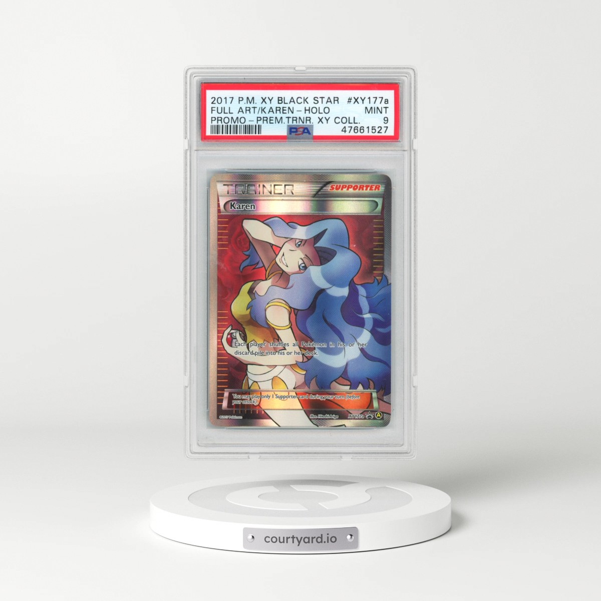 2017 Pokémon XY Black Star Promo #XY177a Karen - Full Art Premium Trainer XY Collection (PSA 9 MINT)