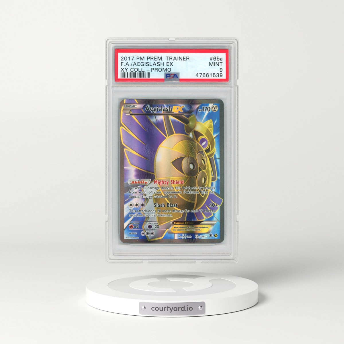 2017 Pokémon Premium Trainer XY Collection Promo #65a Aegislash EX - Holo Full Art (PSA 9 MINT)