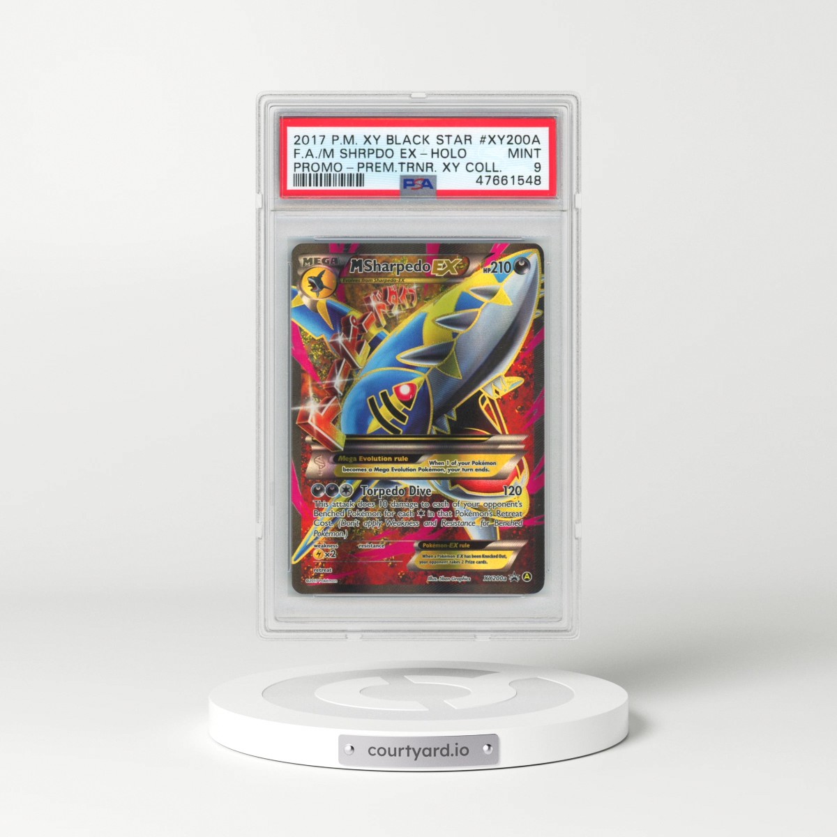 2017 Pokémon XY Black Star Promo #XY200a M Sharpedo EX - Holo Full Art Premium Trainer XY Collection (PSA 9 MINT)