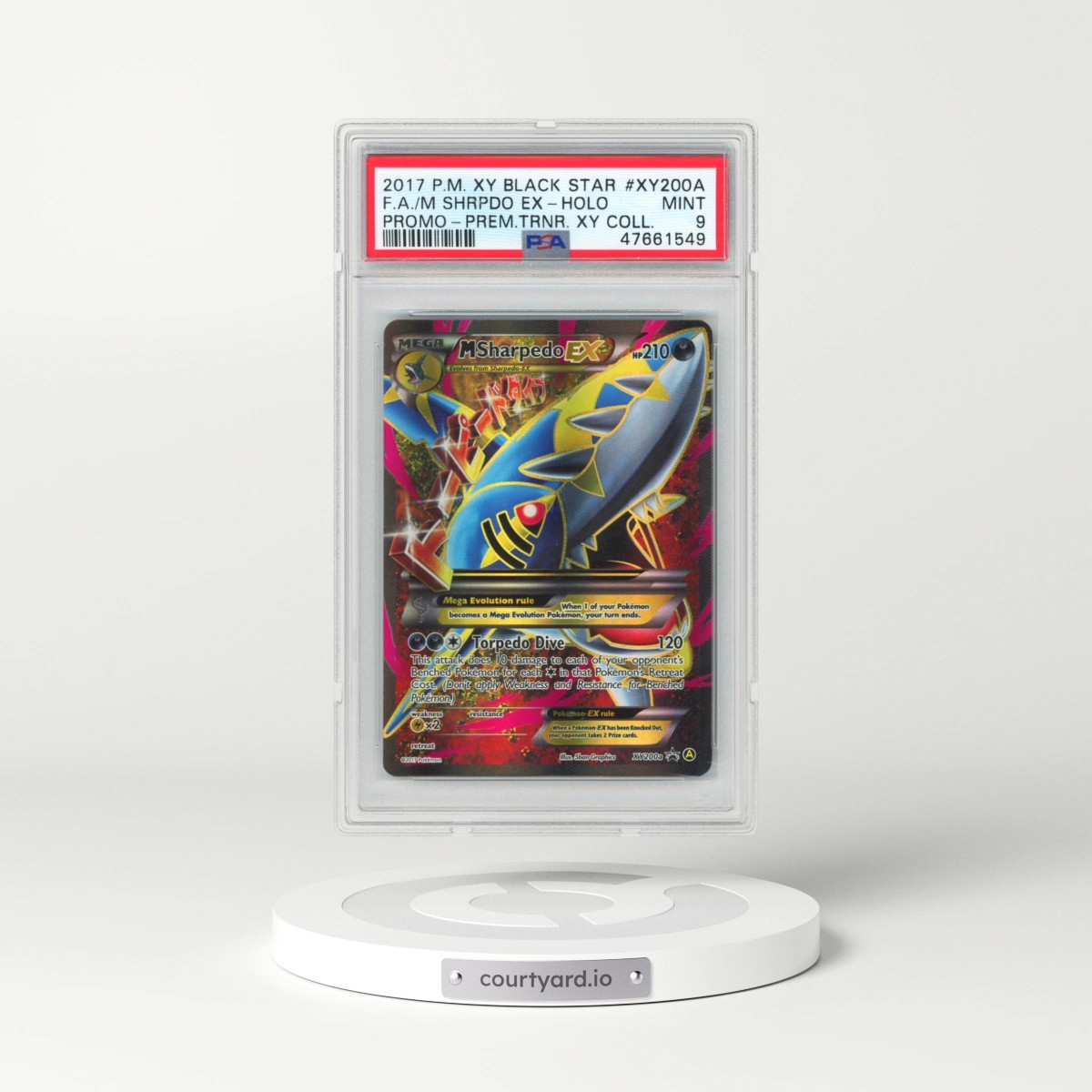 2017 Pokémon XY Black Star Promo #XY200a M Sharpedo EX - Holo Full Art Premium Trainer XY Collection (PSA 9 MINT)