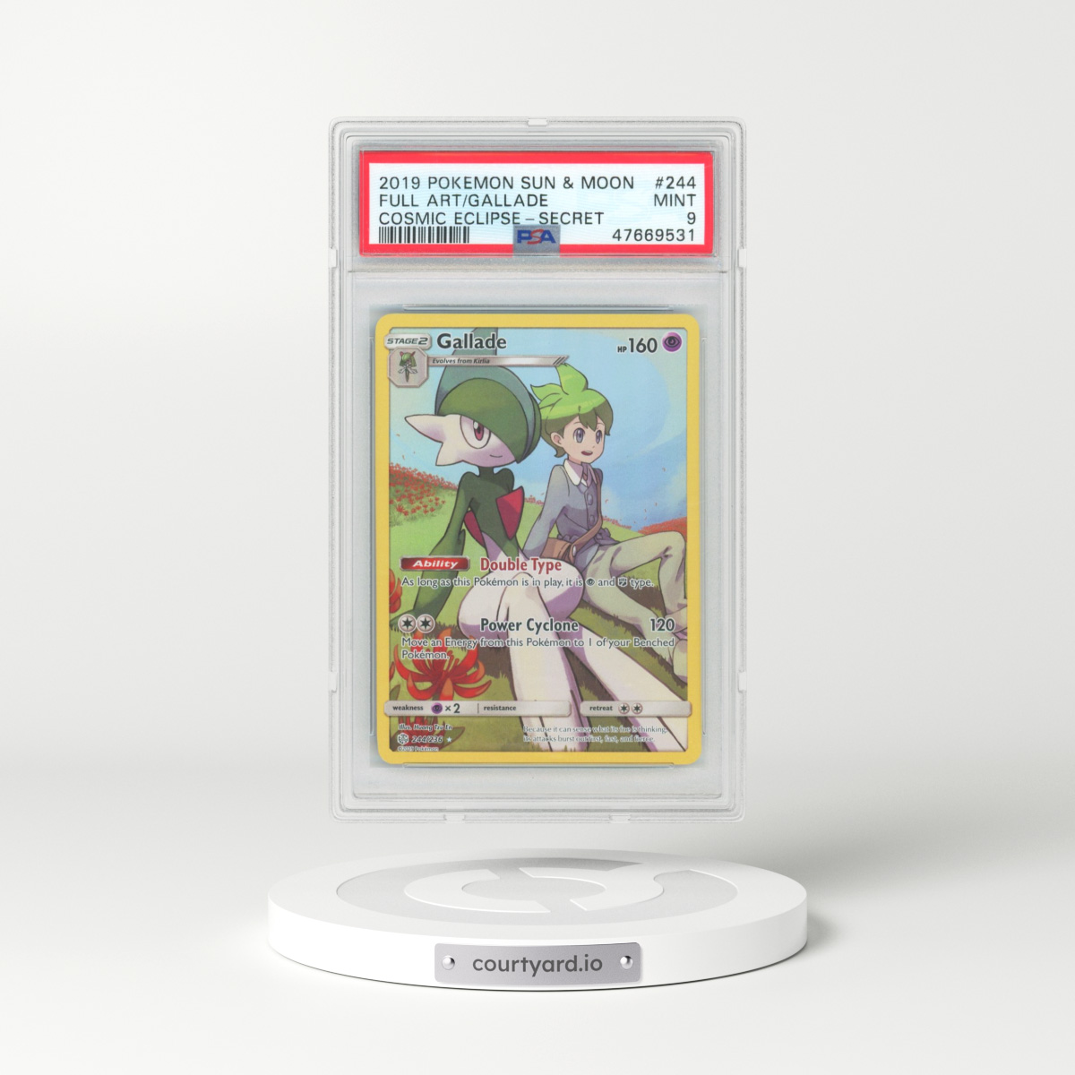 2019 Pokémon Sun & Moon Cosmic Eclipse #244 Gallade - Full Art Secret (PSA 9 MINT)