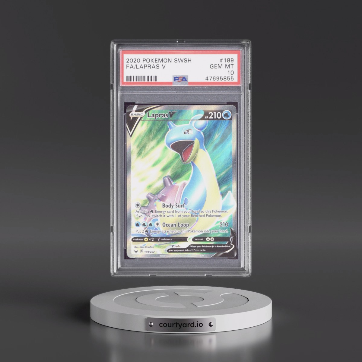 2020 Pokémon Sword & Shield #189 Lapras V - Holo Full Art (PSA 10 GEM MINT)