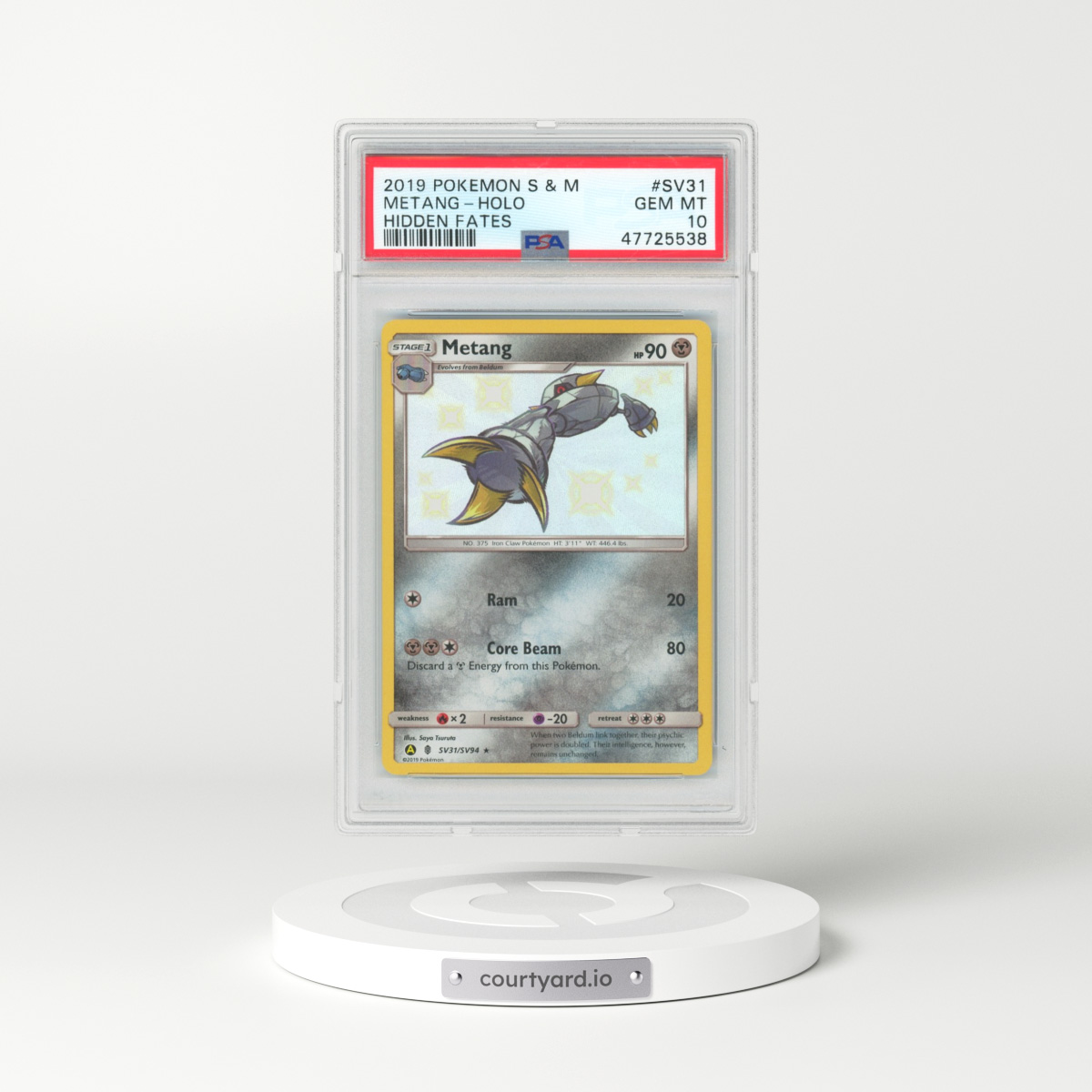 2019 Pokémon Sun & Moon Hidden Fates #SV31 Metang - Holo (PSA 10 GEM MINT)
