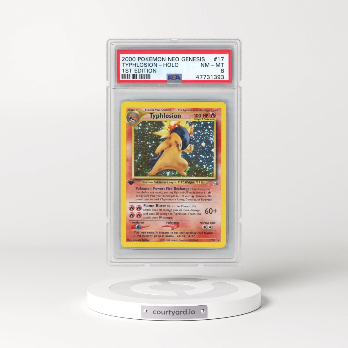 2000 Pokémon Neo Genesis #17 Typhlosion - 1st Edition Holo (PSA 8 NM-MT)