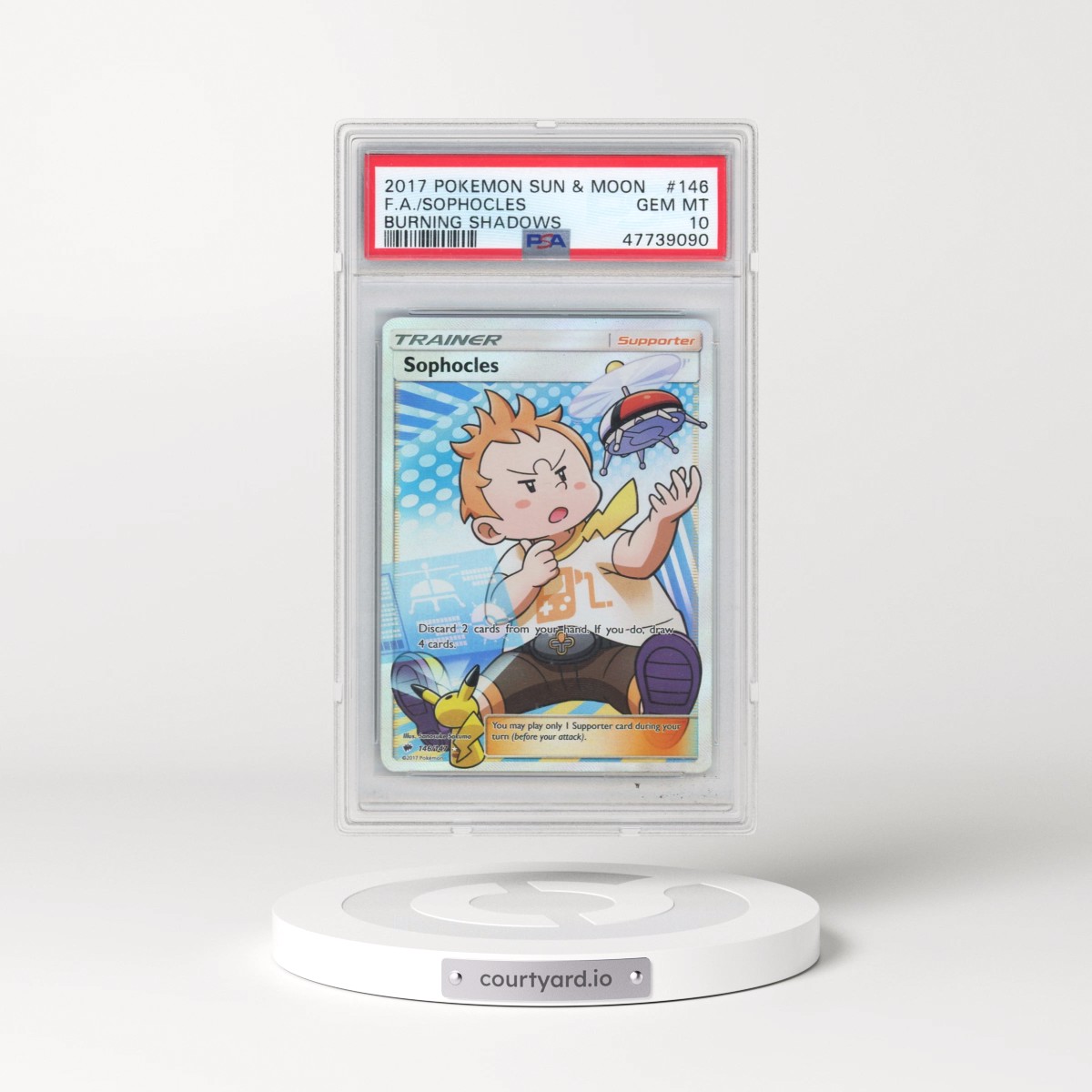 2017 Pokémon Sun & Moon Burning Shadows #146 Sophocles - Full Art (PSA 10 GEM MINT)