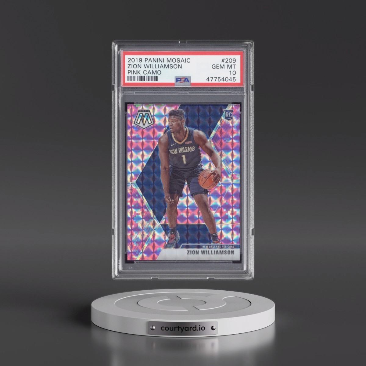 2019 Panini Mosaic #209 Zion Williamson - Pink Camo (PSA 10 GEM MINT)
