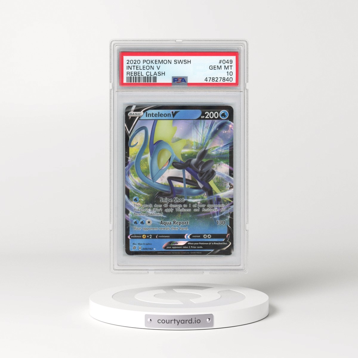 2020 Pokémon Sword & Shield Rebel Clash #049 Inteleon V - Holo (PSA 10 GEM MINT)
