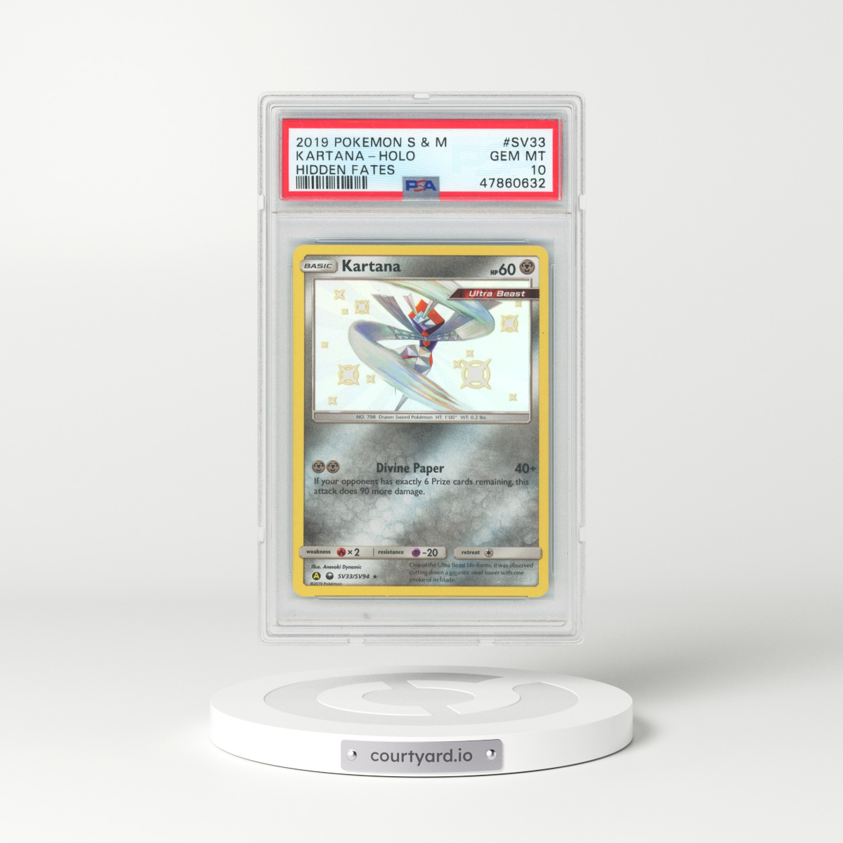 2019 Pokémon Sun & Moon Hidden Fates #SV33 Kartana - Holo (PSA 10 GEM MINT)
