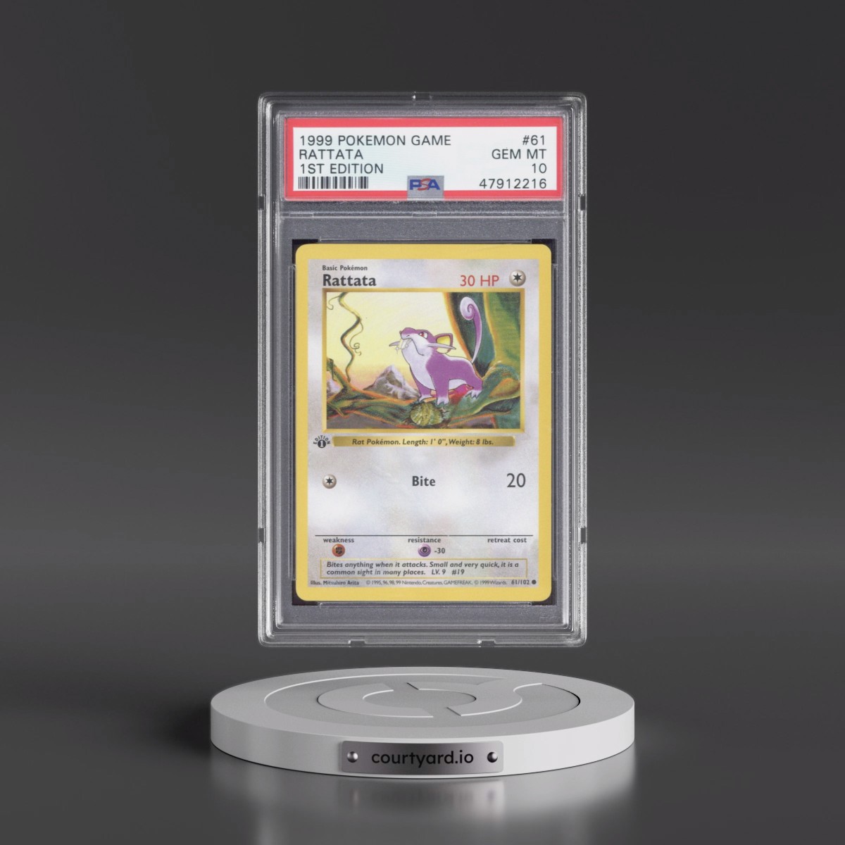 1999 Pokémon Game #61 Rattata - 1st Edition (PSA 10 GEM MINT)