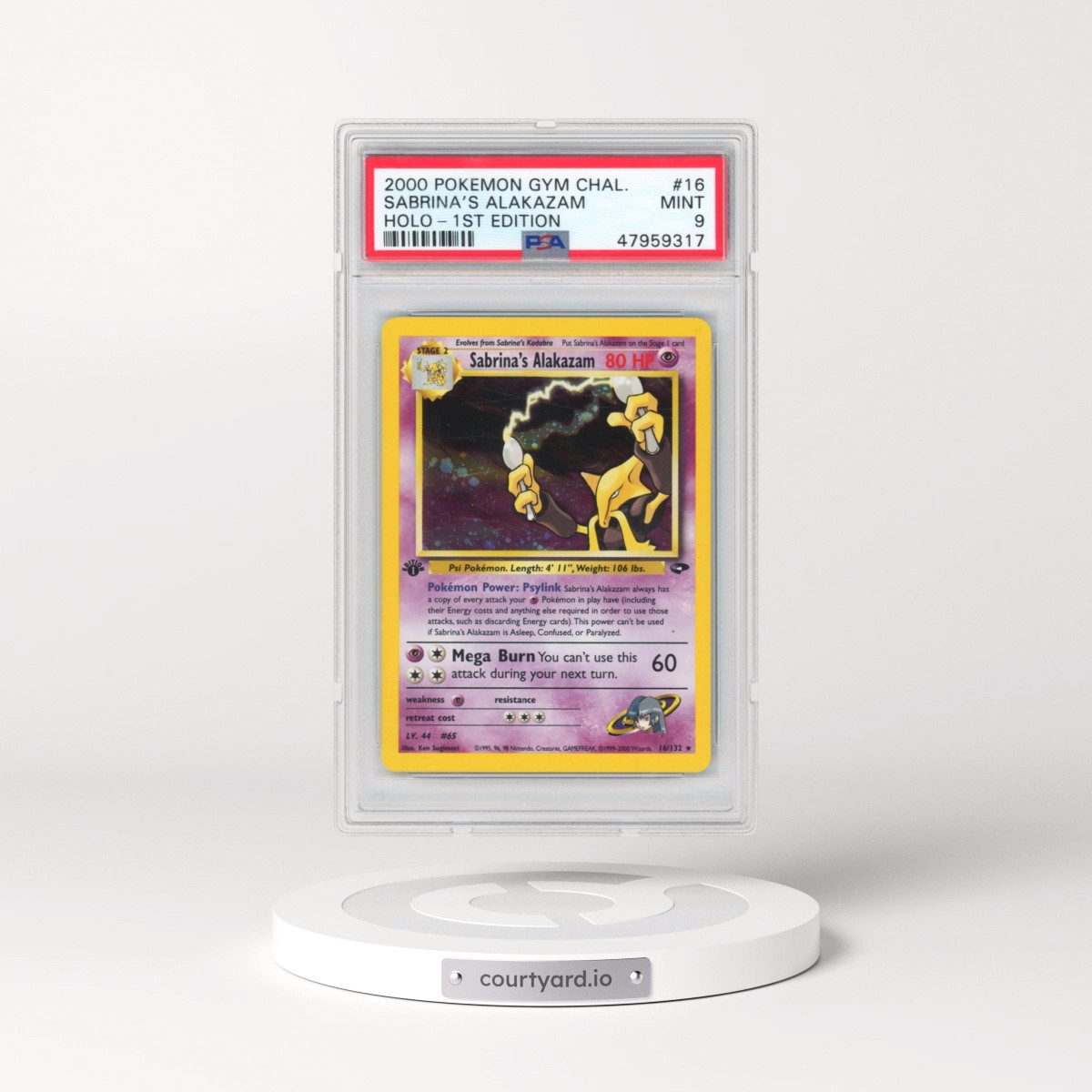 2000 Pokémon Gym Challenge #16 Sabrina's Alakazam - 1st Edition Holo (PSA 9 MINT)