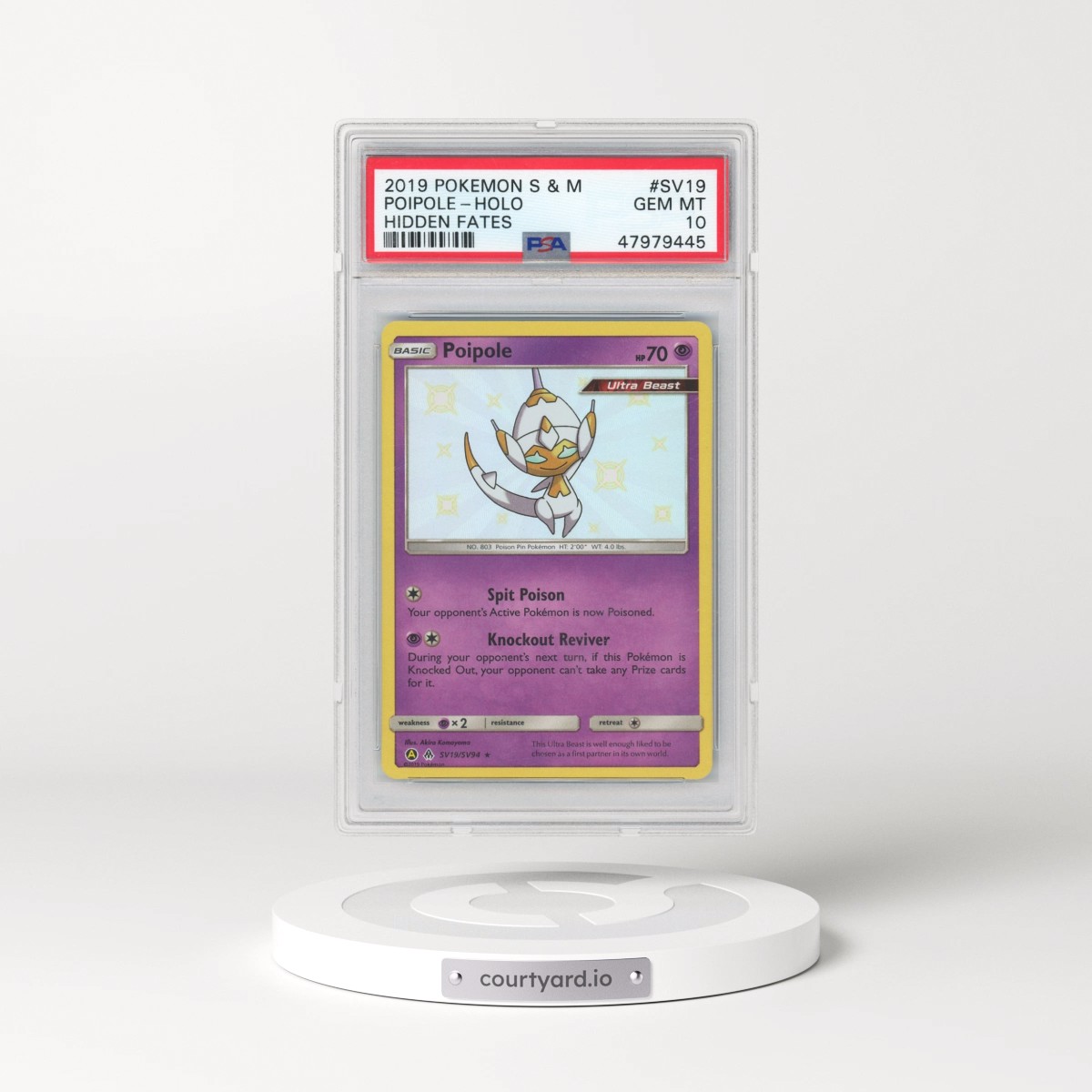 2019 Pokémon Sun & Moon Hidden Fates #SV19 Poipole - Holo (PSA 10 GEM MINT)