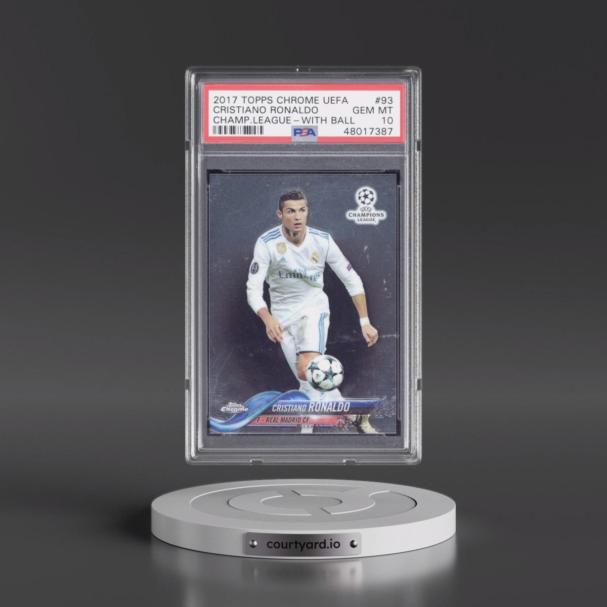 2017 Topps Chrome UEFA Champions League #93 Cristiano Ronaldo - With Ball (PSA 10 GEM MINT)