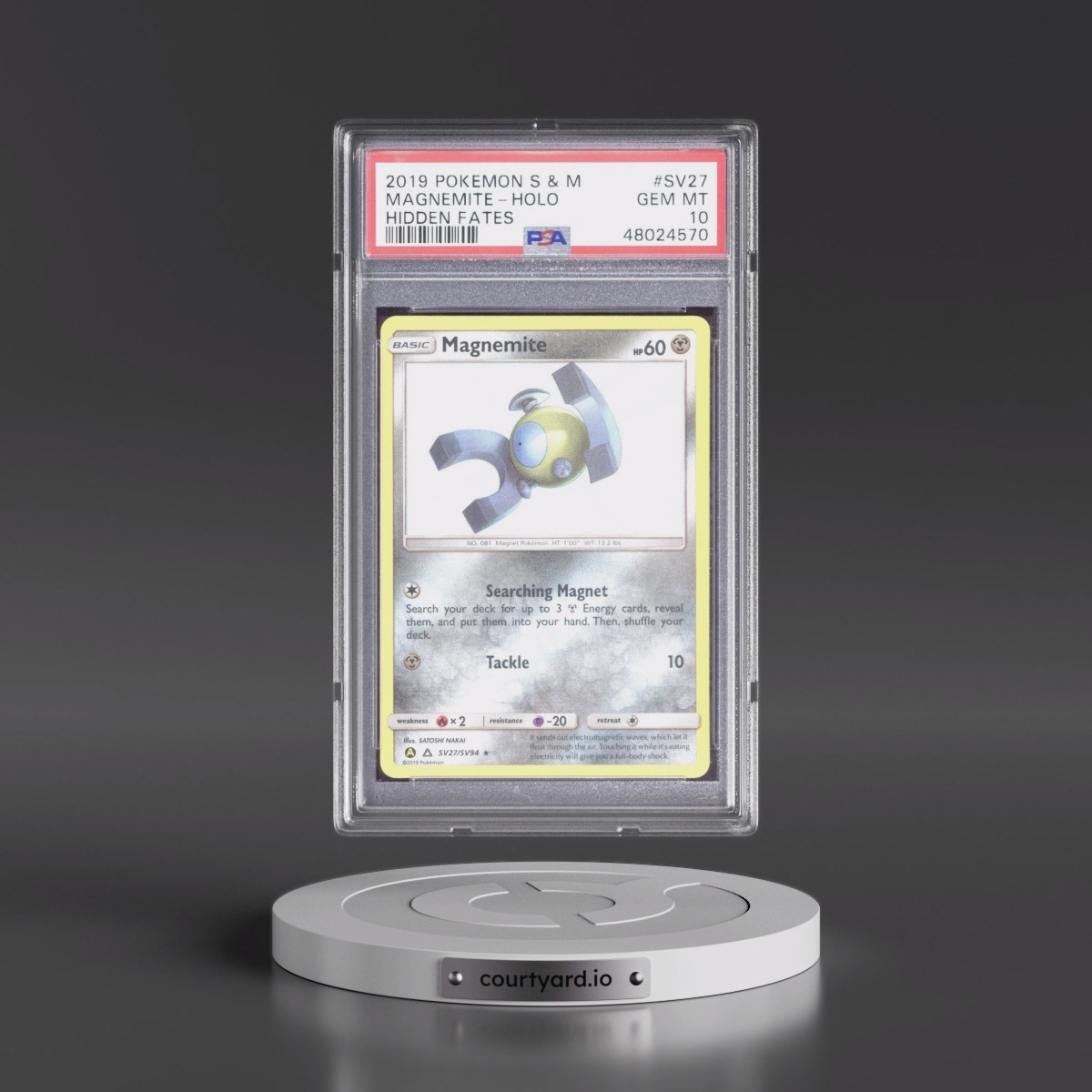 2019 Pokémon Sun & Moon Hidden Fates #SV27 Magnemite - Holo (PSA 10 GEM MINT)