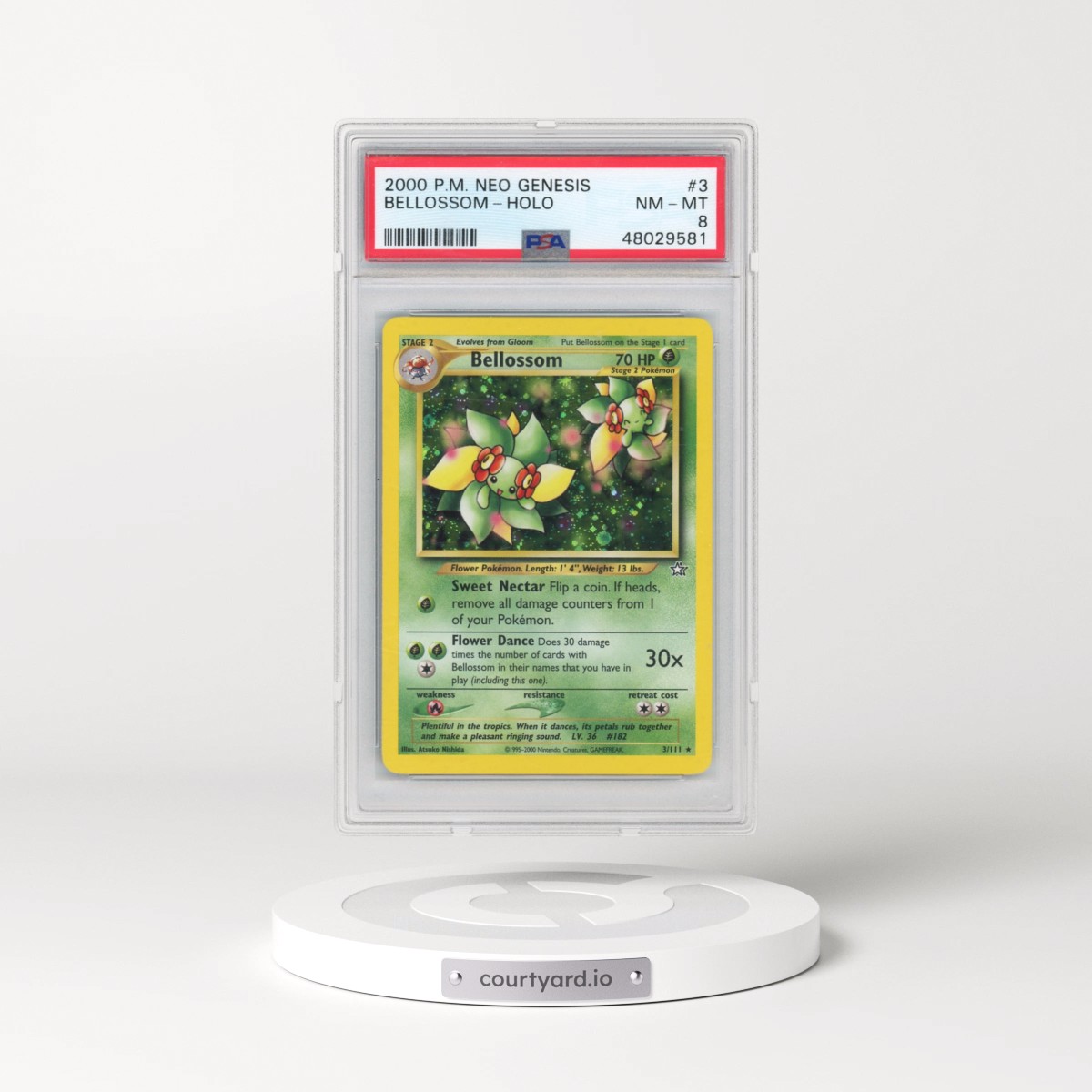2000 Pokémon Neo Genesis #3 Bellossom - Holo (PSA 8 NM-MT)