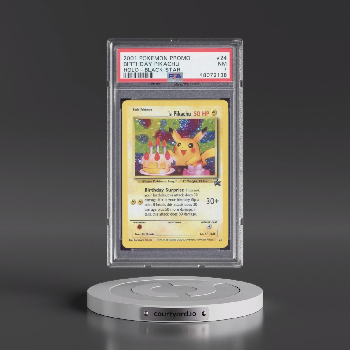 2000 Pokémon Promo Black Star #24 Birthday Pikachu - Holo (PSA 7 NM)