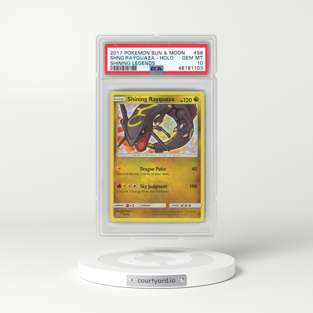 2017 Pokémon Sun & Moon Shining Legends #56 Shining Rayquaza - Holo Holo (PSA 10 GEM MINT)