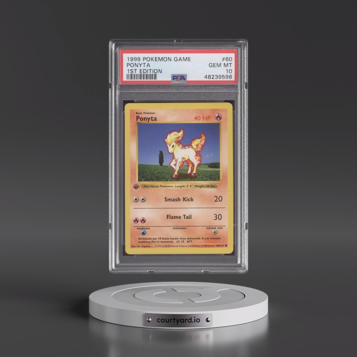 1999 Pokémon Game #60 Ponyta - 1st Edition (PSA 10 GEM MINT) - Photo