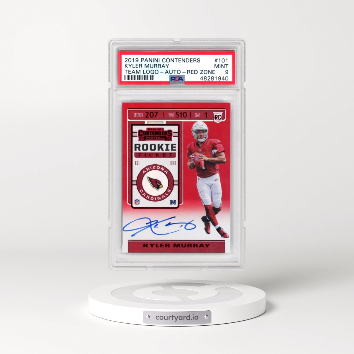 2019 Panini Contenders #101 Kyler Murray - Autograph-Red Zone (PSA 9 MINT)