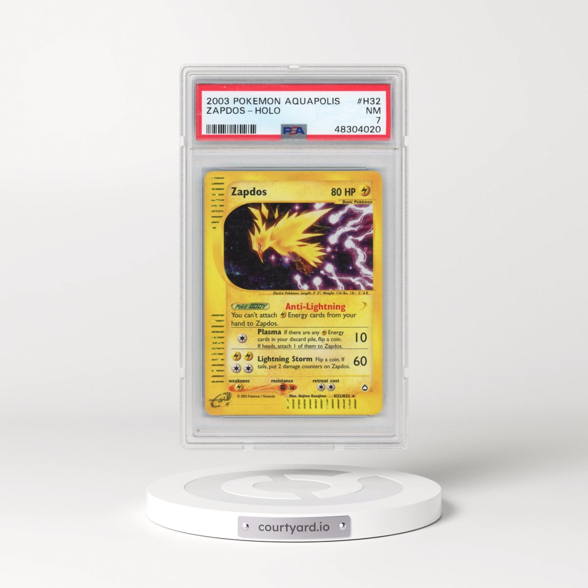 2003 Pokémon Aquapolis #H32 Zapdos - Holo (PSA 7 NM)