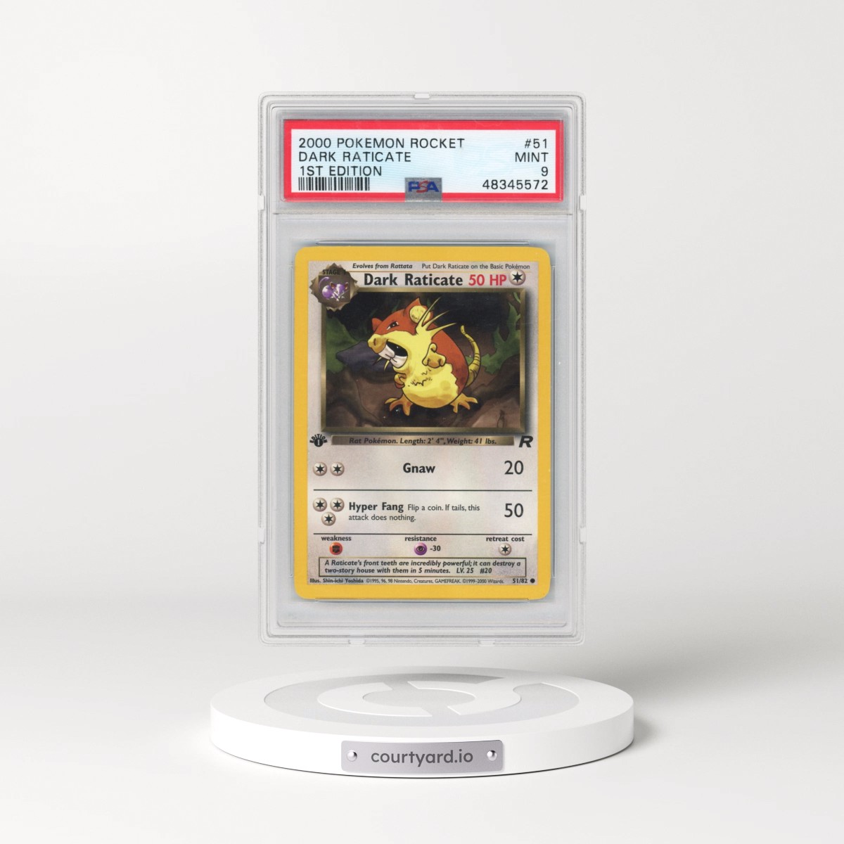 2000 Pokémon Rocket #51 Dark Raticate - 1st Edition (PSA 9 MINT)