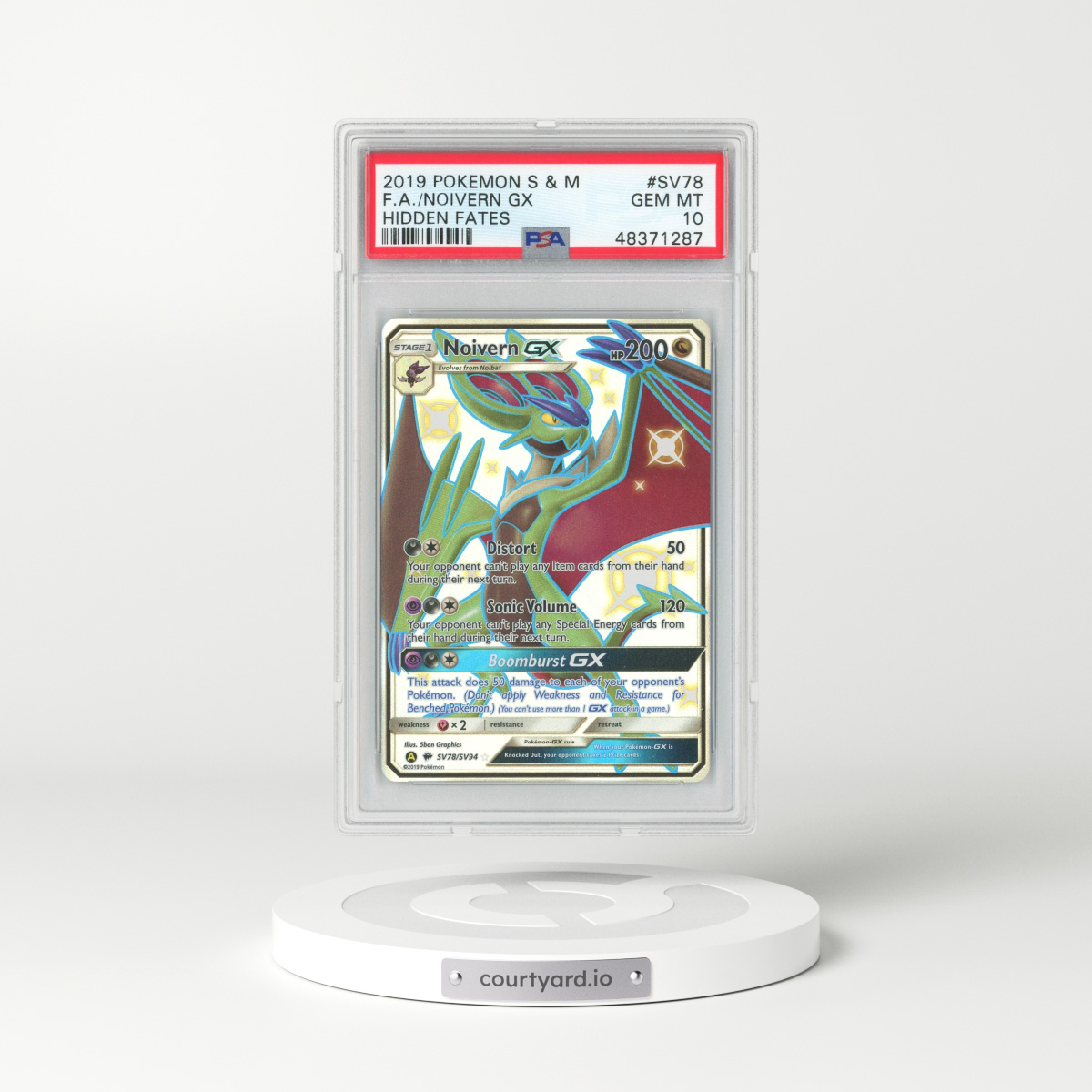 2019 Hidden Fates #SV78 Noivern GX - Full Art Holo (PSA 10 GEM MINT)