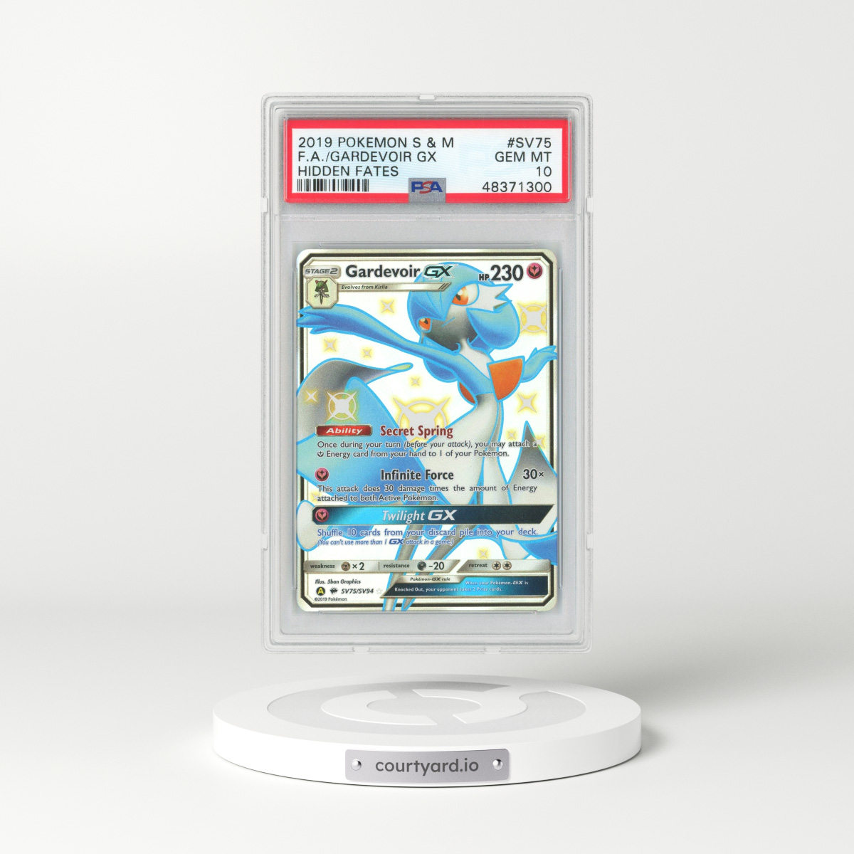 2019 Hidden Fates #SV75 Gardevoir GX - Full Art Holo (PSA 10 GEM MINT)