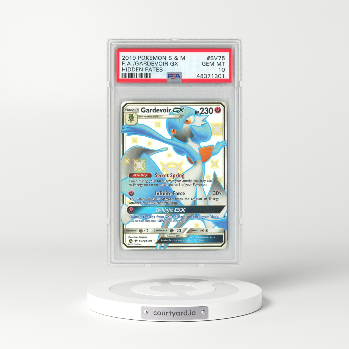 2019 Hidden Fates #SV75 Gardevoir GX - Full Art Holo (PSA 10 GEM MINT)