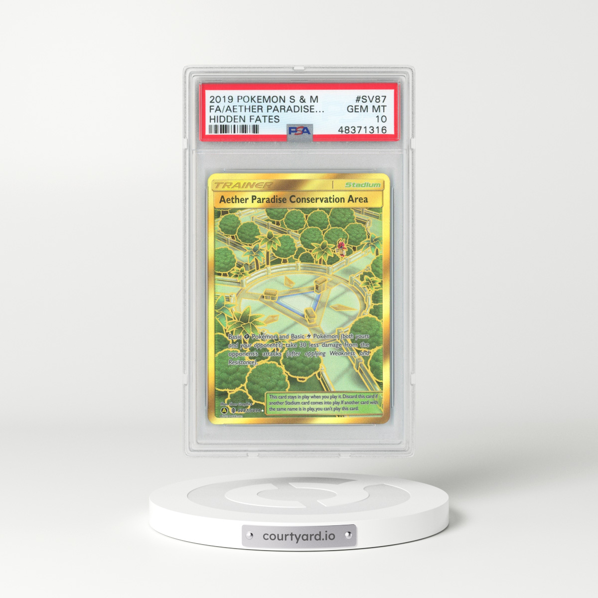 2019 Hidden Fates #SV87 Aether Paradise Conservation Area - Full Art Holo (PSA 10 GEM MINT)