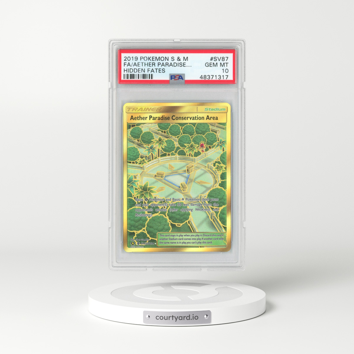 2019 Hidden Fates #SV87 Aether Paradise Conservation Area - Full Art Holo (PSA 10 GEM MINT)