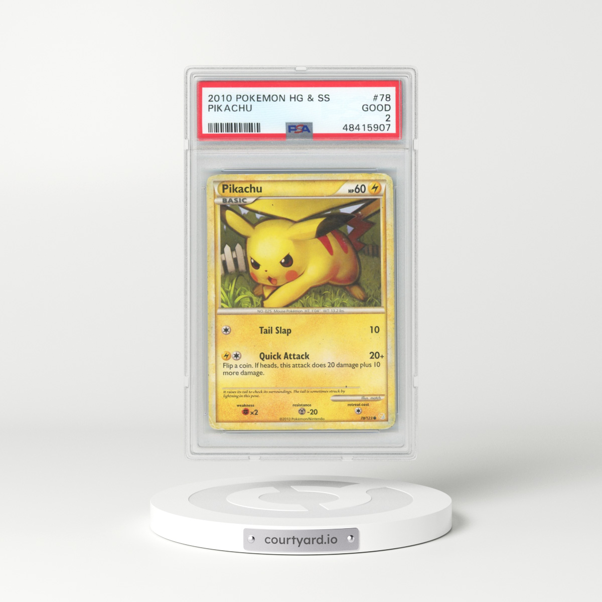 2010 Pokémon Heartgold & Soulsilver #78 Pikachu (PSA 2 GOOD)