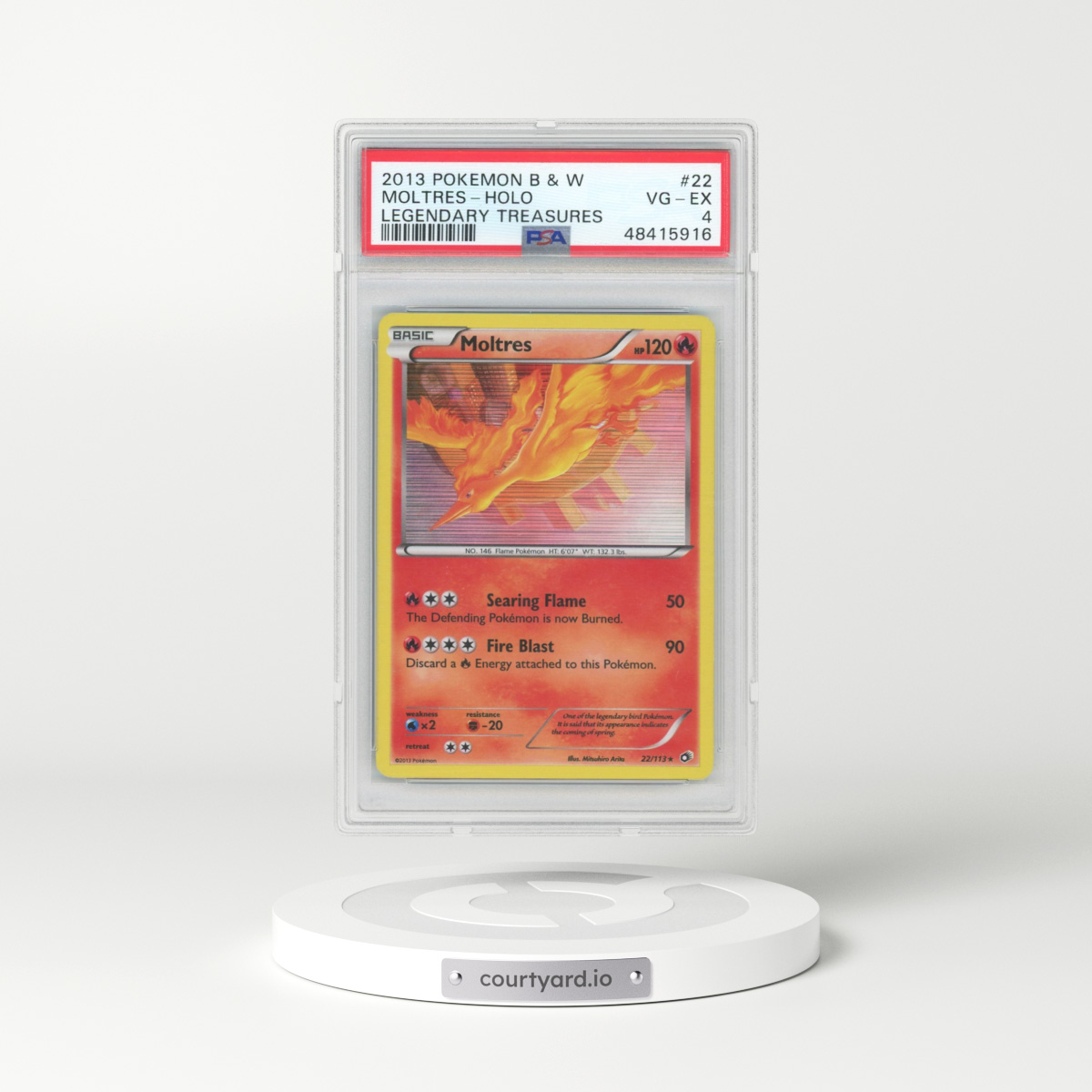 2013 Pokémon Black & White Legendary Treasures #22 Moltres - Holo (PSA 4 VG-EX)