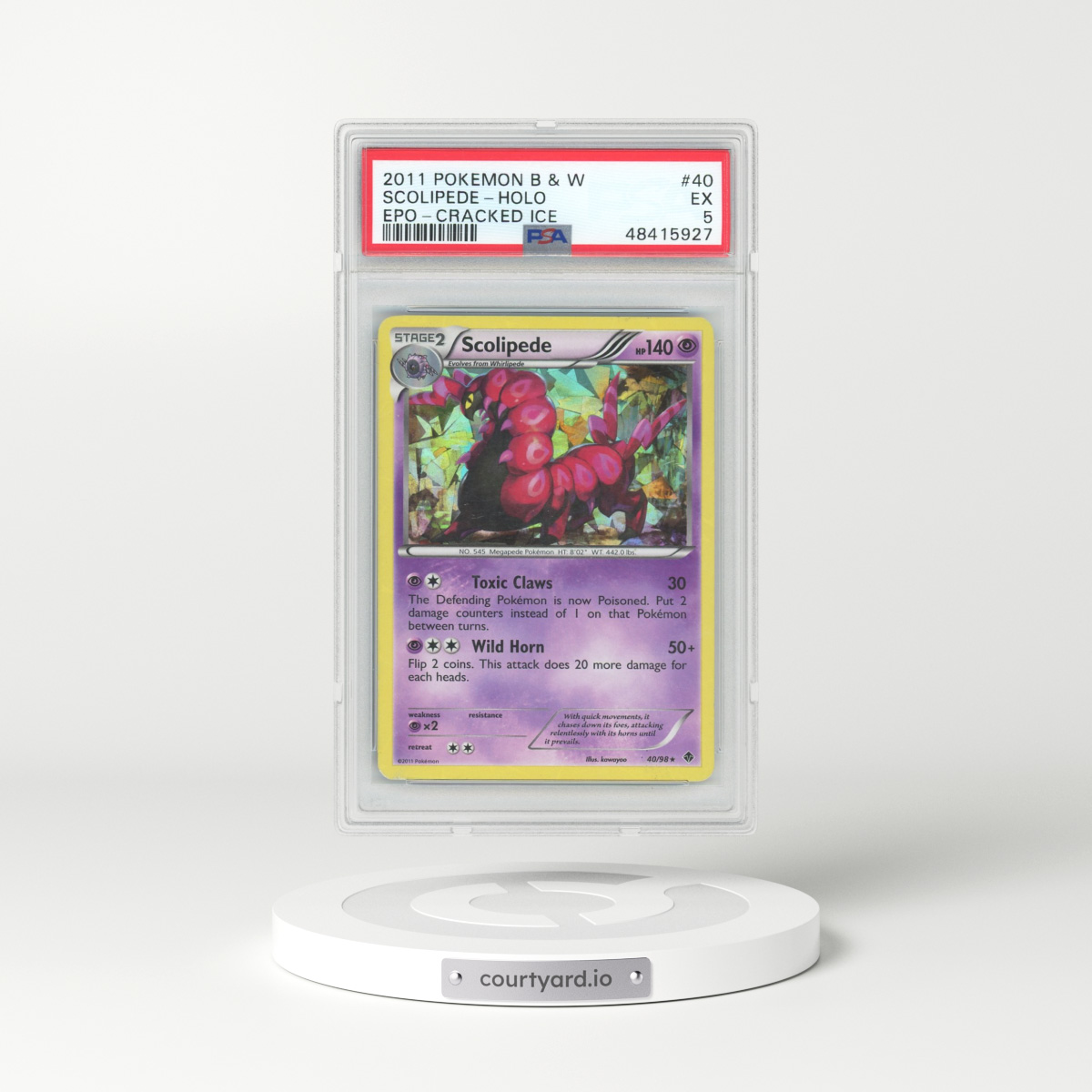 2011 Pokémon Black & White Emerging Powers #40 Scolipede - Holo Cracked Ice (PSA 5 EX)