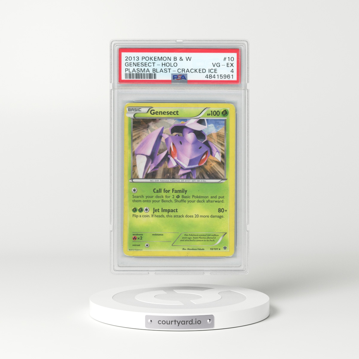 2013 Pokémon Black & White Plasma Blast #10 Genesect - Holo Cracked Ice (PSA 4 VG-EX)