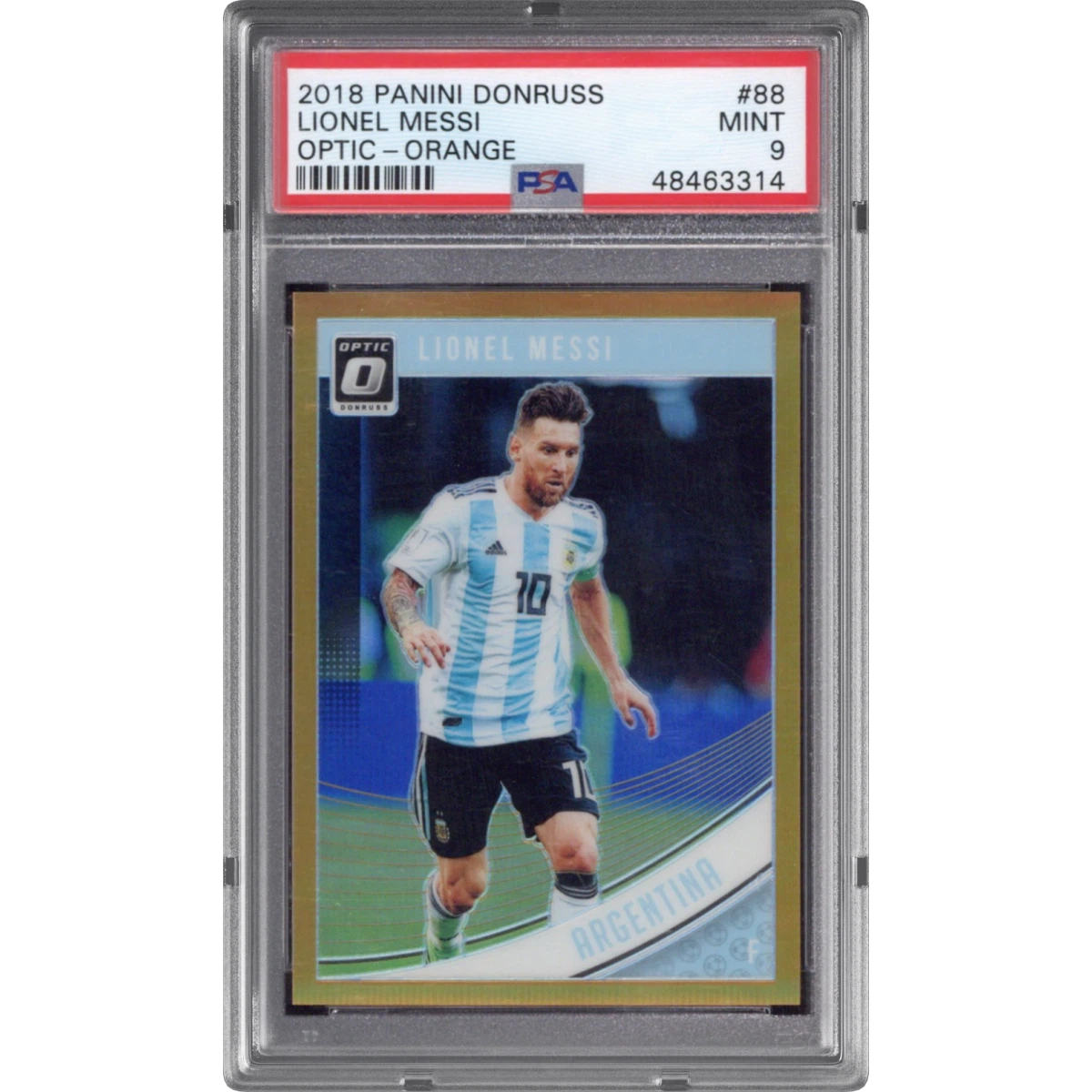 2018 Panini Donruss #88 Lionel Messi - Optic-Orange, PSA 9