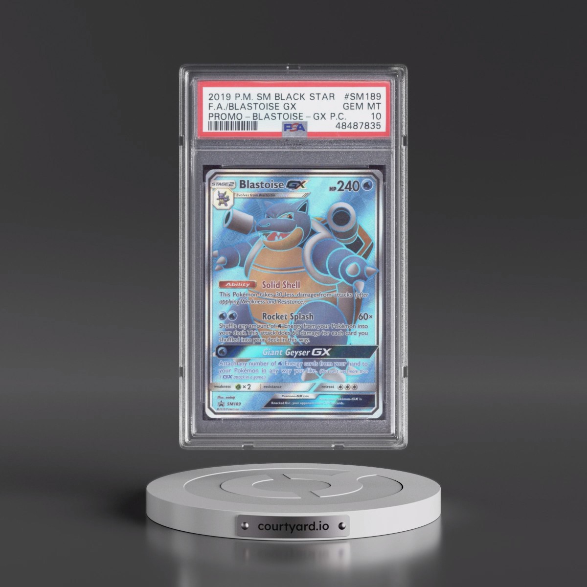 2019 Pokémon SM Black Star Promo #SM189 Blastoise GX - Holo Full Art Blastoise-GX Premium Collection (PSA 10 GEM MINT)