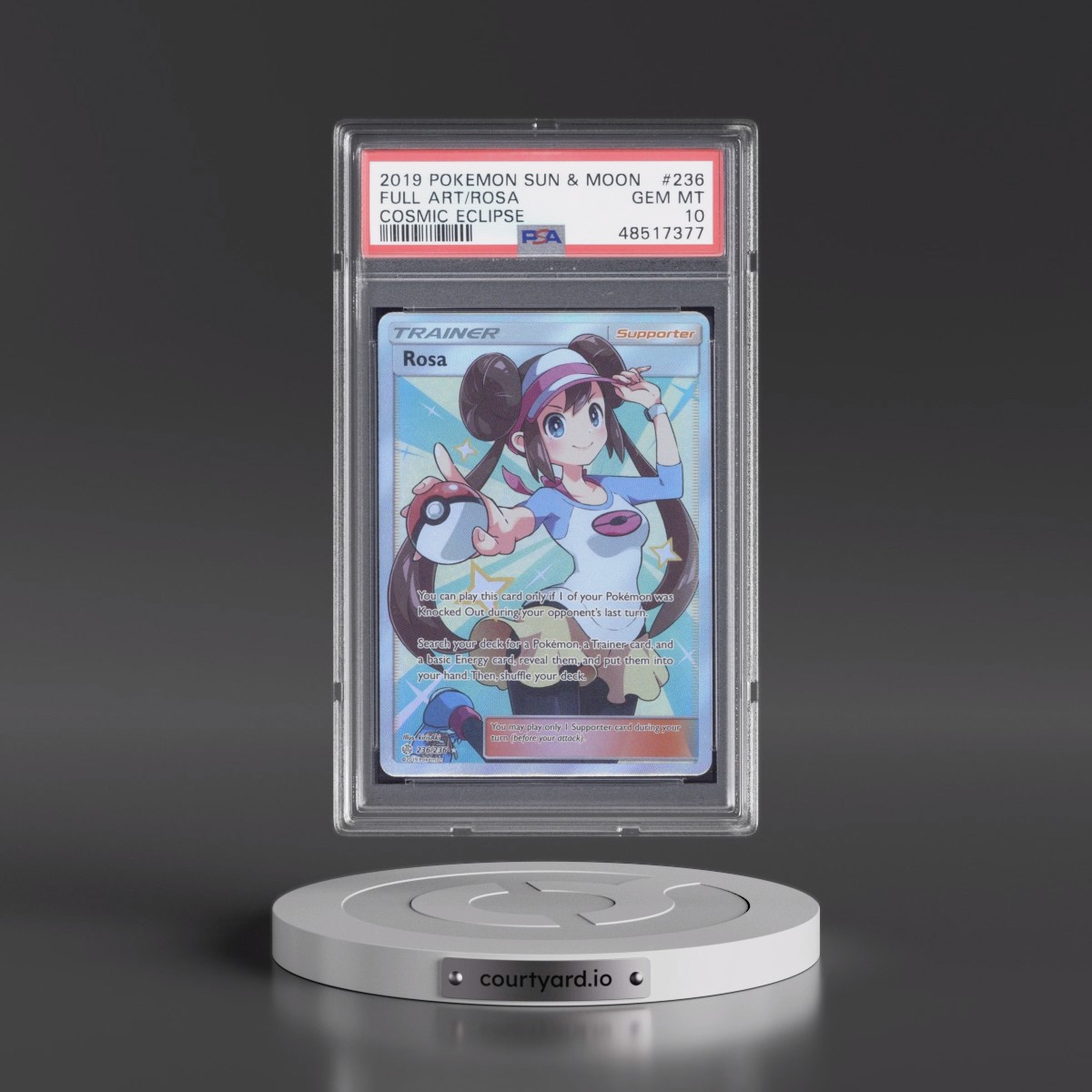 2019 Pokémon Sun & Moon Cosmic Eclipse Rosa - Full Art #236 PSA 10