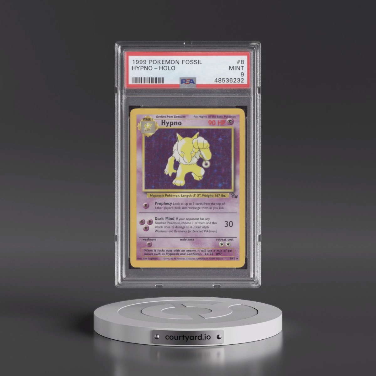 1999 Pokémon Fossil #8 Hypno - Holo (PSA 9 MINT)