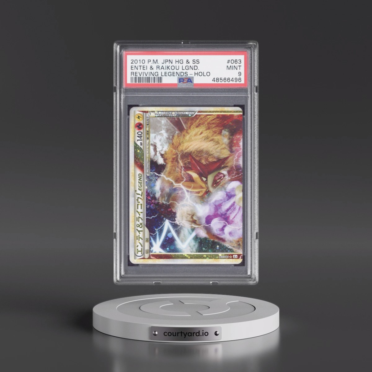 2010 Pokémon Reviving Legends #063 Entei & Raikou Legend - Holo (PSA 9 MINT)