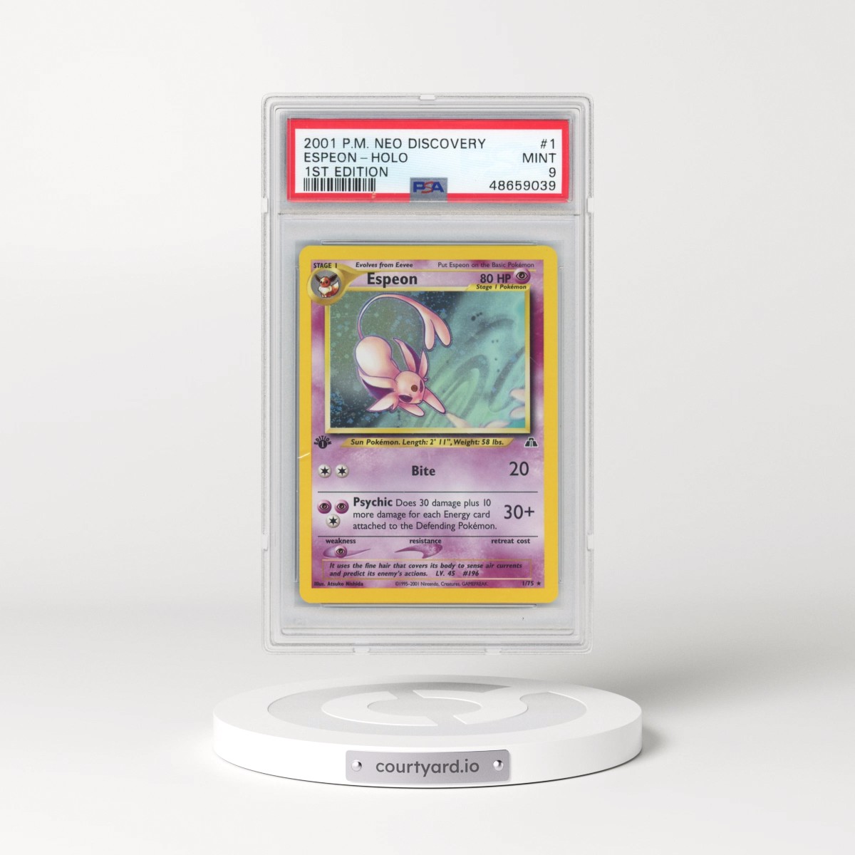 2001 Pokémon Neo Discovery #1 Espeon - 1st Edition Holo (PSA 9 MINT)