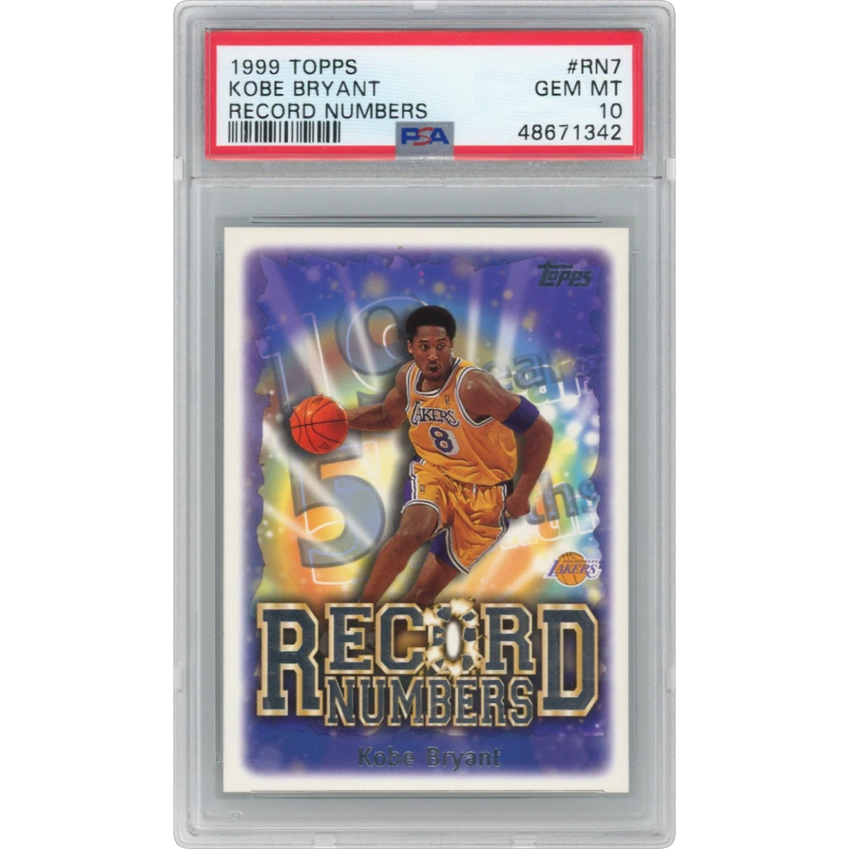 1999 Topps Record Numbers #RN7 Kobe Bryant (PSA 10 GEM MINT)