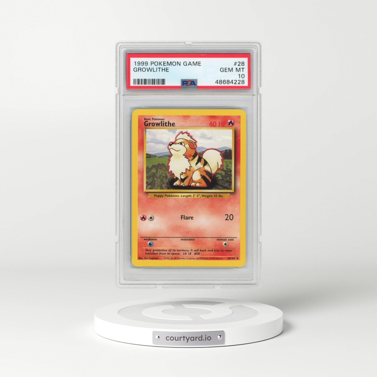 1999 Pokémon Game #28 Growlithe (PSA 10 GEM MINT)