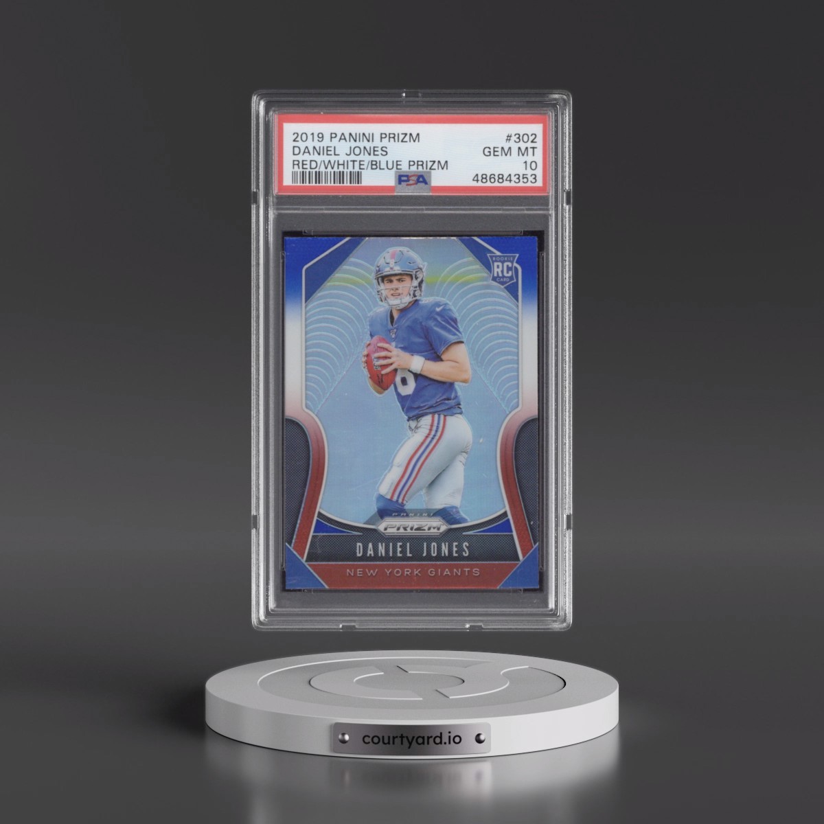 2019 Panini Prizm #302 Daniel Jones - Red/White/Blue Prizm (PSA 10 GEM MINT)
