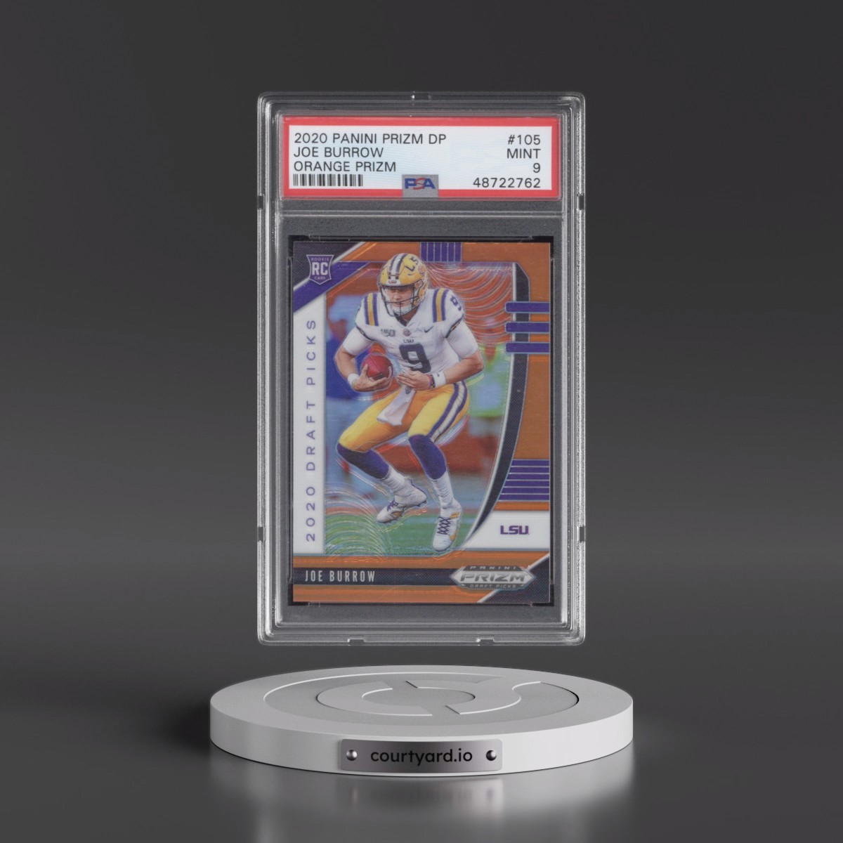2020 Panini Prizm Draft Picks Joe Burrow - Orange Prizm #105 PSA 9