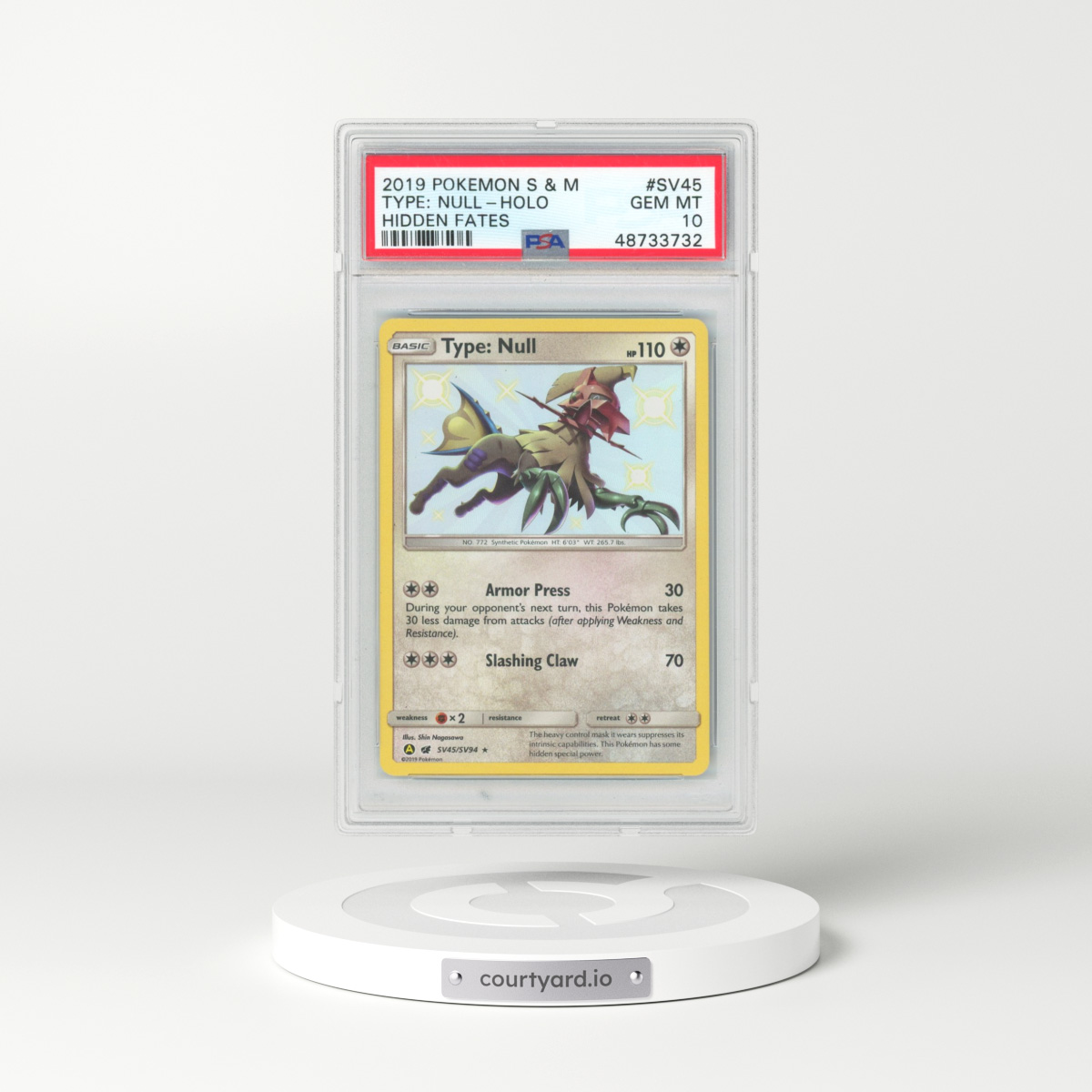 2019 Pokémon Sun & Moon Hidden Fates #SV45 Type: Null - Holo (PSA 10 GEM MINT)